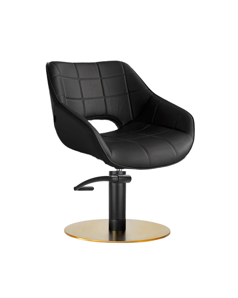 Rosie Black - Black hairdressing chair - Black pump - Brass round base